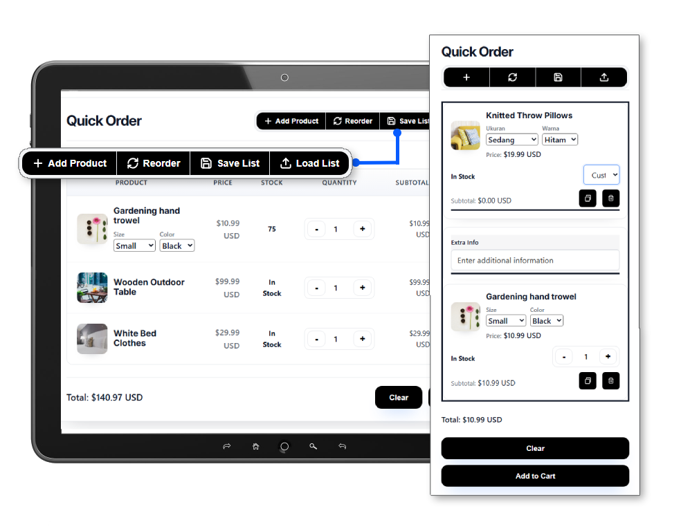 BulklyCart Quick Order Form