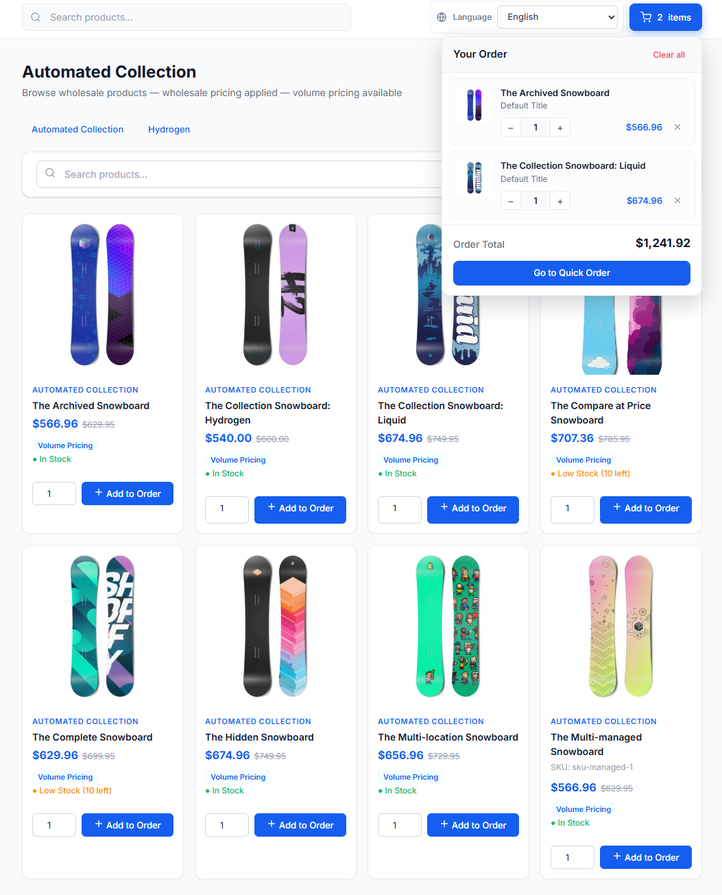 Wholesale Customer Portal Mockup